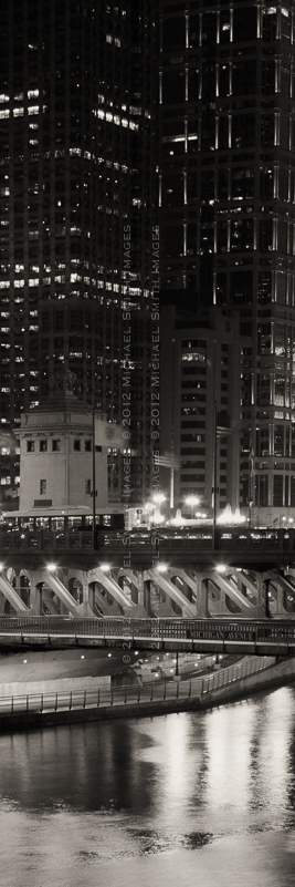 Night Photo Chicago Bridges